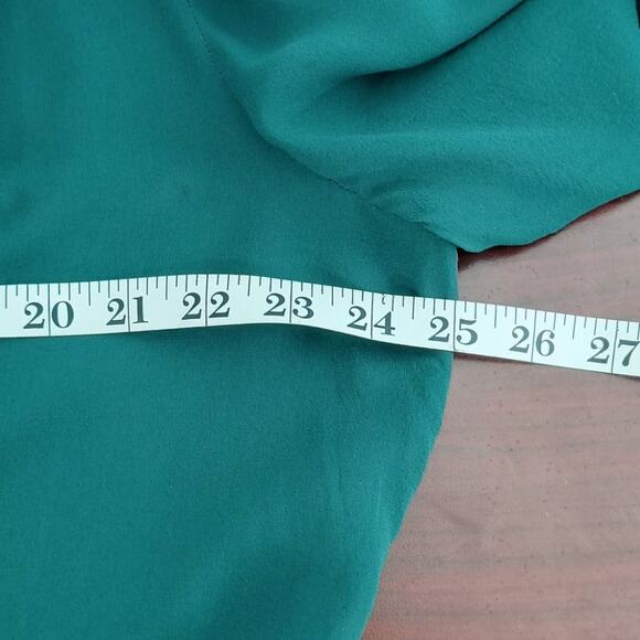 Ulla Johnson Lesli Silk Chiffon Blouse Women's Sz 6 Green Sheer Puff Sleeve Bow - Picture 9 of 14